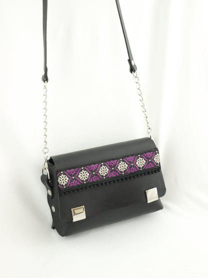 Petit sac trotteur noir violet/noir