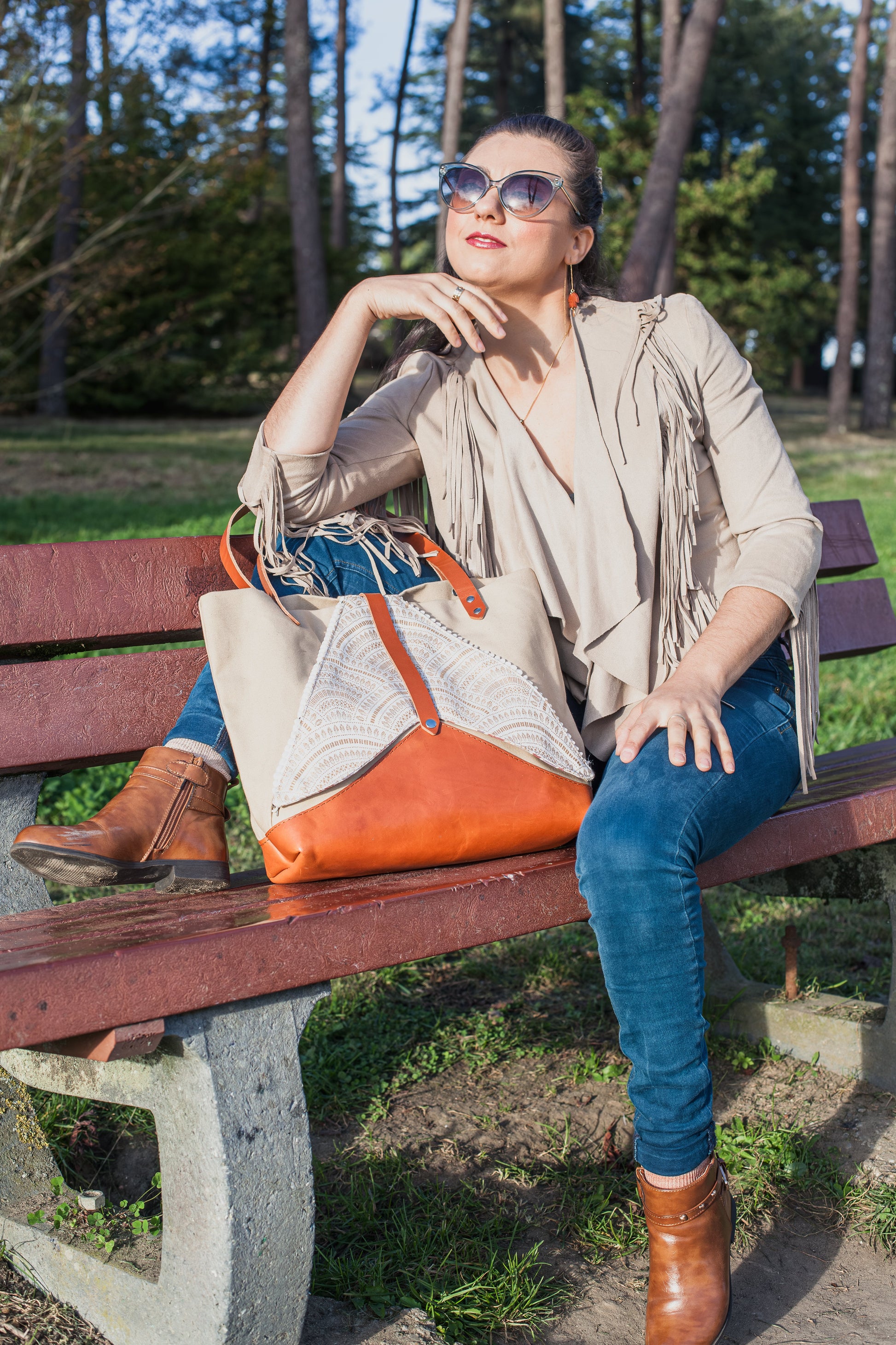 Sac cabas "Single" sable Ma boutique