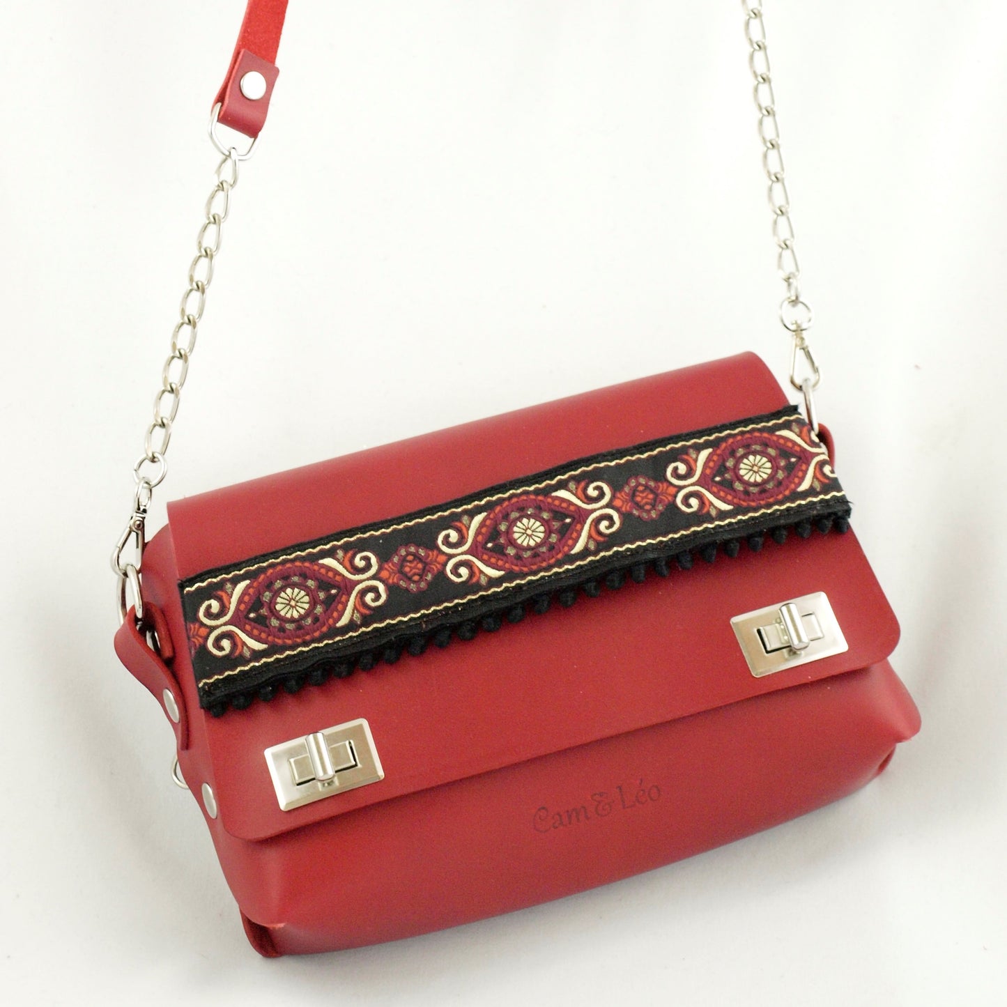 Petit sac trotteur rouge fleuri